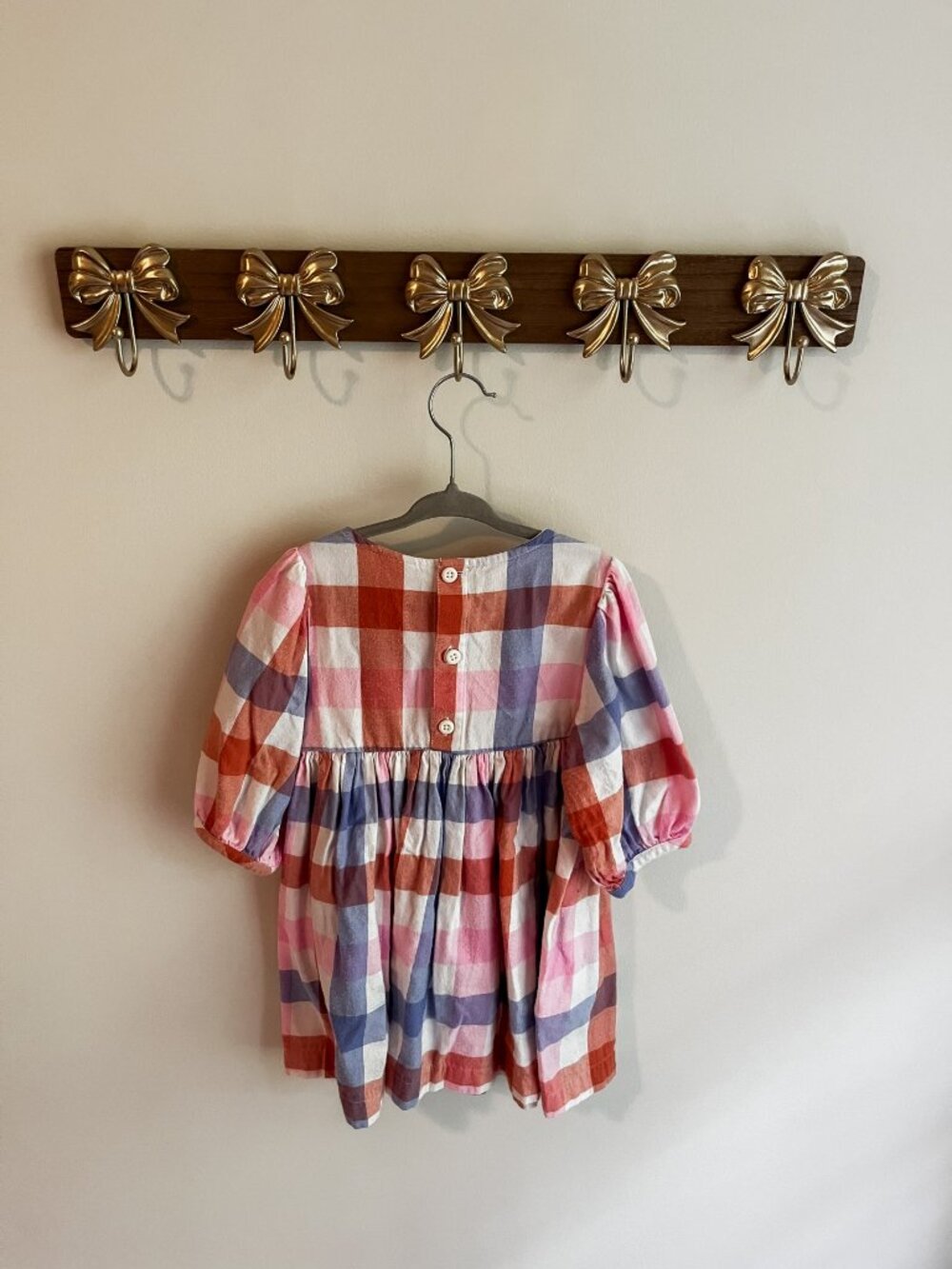 Hanna Andersson Size 4 (100cm) Plaid Dress with Puff Sleeves - Picture 2 of 2